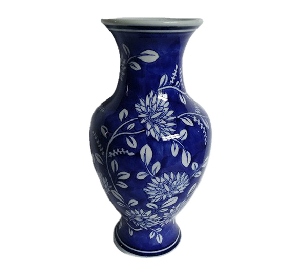 Blue & White Chinoiserie Vase 14"