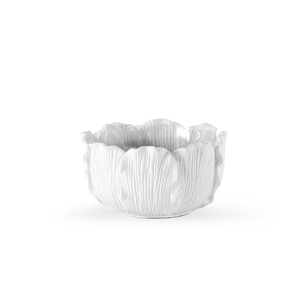 Small Leaf Reverie Planter: White / H-4.75" | D-9"