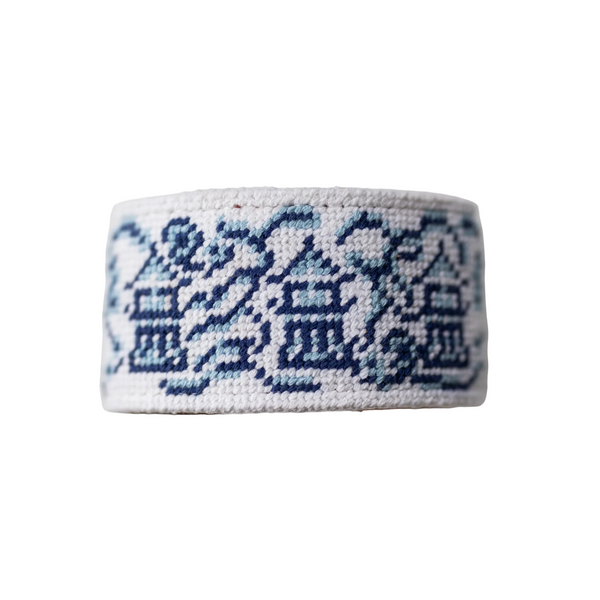 Chinoiserie Needlepoint Cuff Bracelet