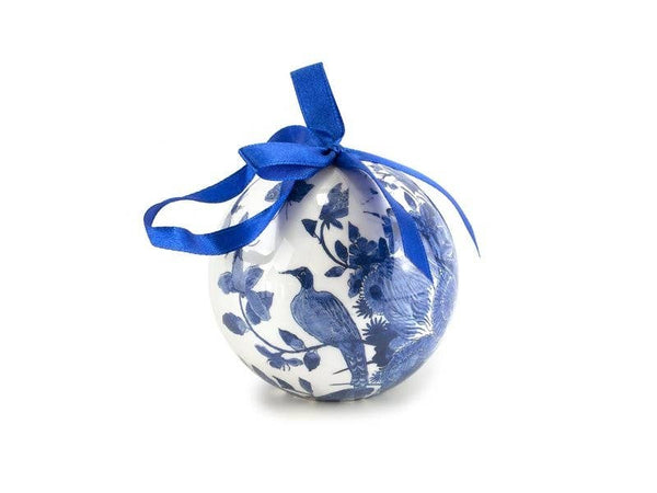 Delft Blue Birds Christmas Ball Ornament