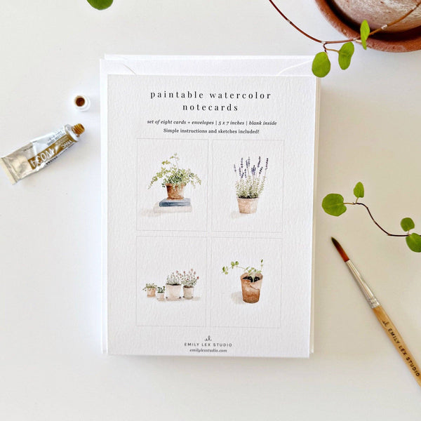 Paint Your Own Potted Plants Notecards