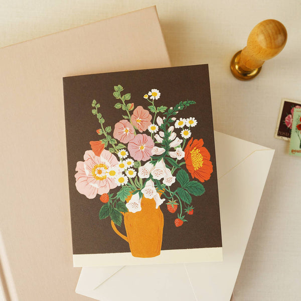 Clay Floral Vase Greeting Card