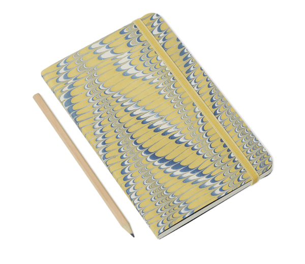 Marbled Travel Journal:Blue & Yellow
