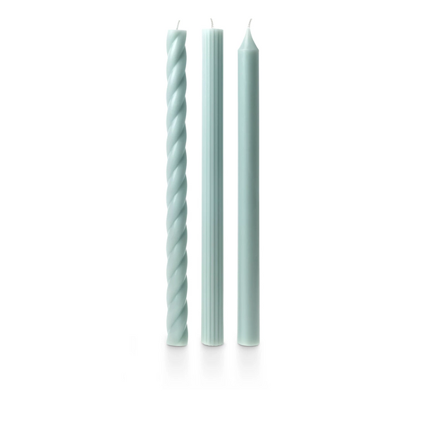 Assorted Taper Candles in Light Blue