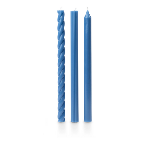 Assorted Taper Candles in French Blue