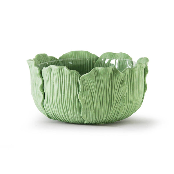 Large Leaf Reverie Planter: Green / H-7" | D-14"