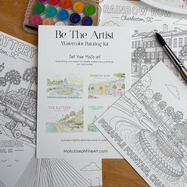 Watercolor mini-print kit of Charleston SC