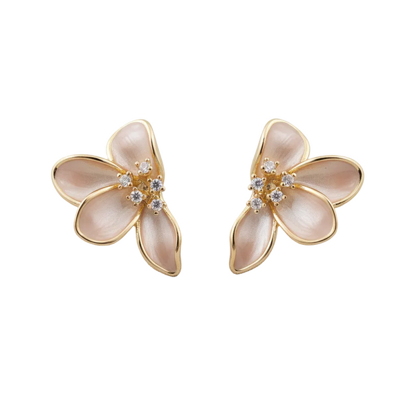 Vintage Inspired Enamel Magnolia Stud Earrings