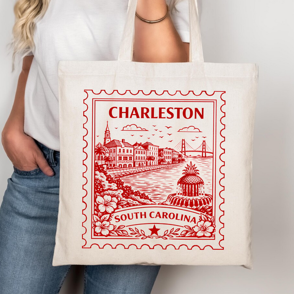 Charleston South Carolina Postage Stamp Tote Bag