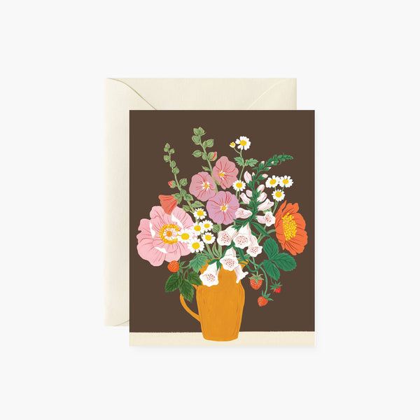 Clay Floral Vase Greeting Card