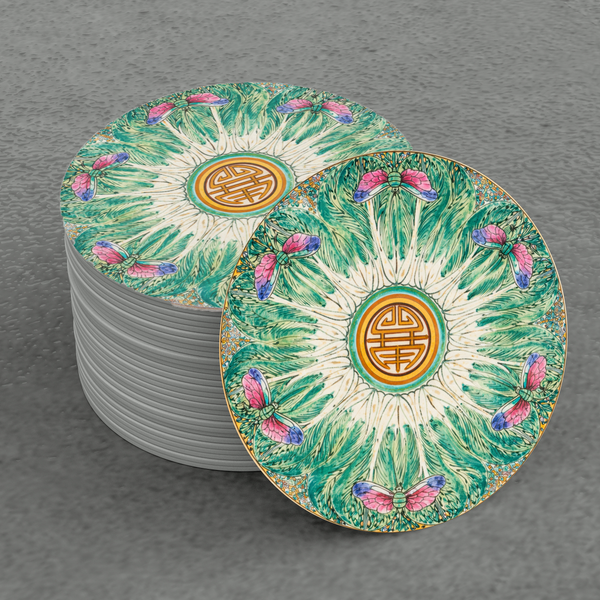 Chinoiserie Bok-Choy Coaster S/8