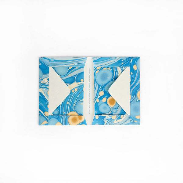 Marbled Greeting Card Set: Golden Blue Pebble
