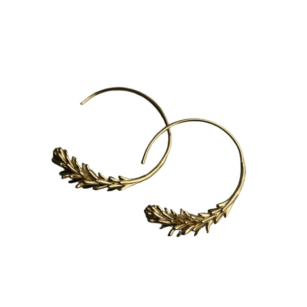 Small Gold Leaf Hoop Earrings