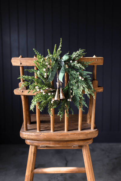 White Plum Berry Norfolk Cypress Real Touch Wreath - 14"