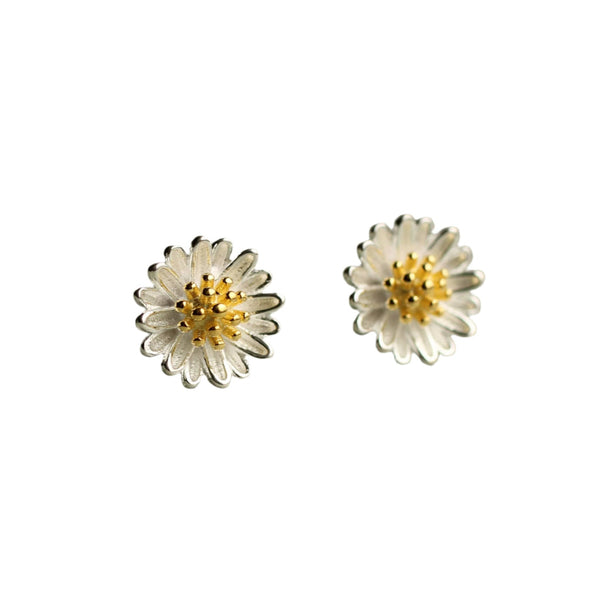 Daisy Sterling Silver Stud Earrings : Linen Presentation Card