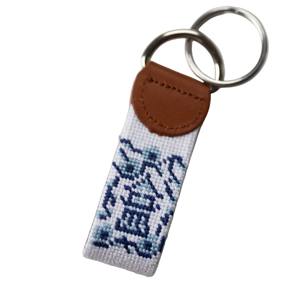Chinoiserie Needlepoint Key Chain