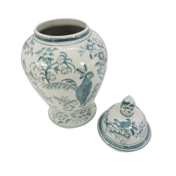 Blue Chinoiserie Ceramic Jar 18"