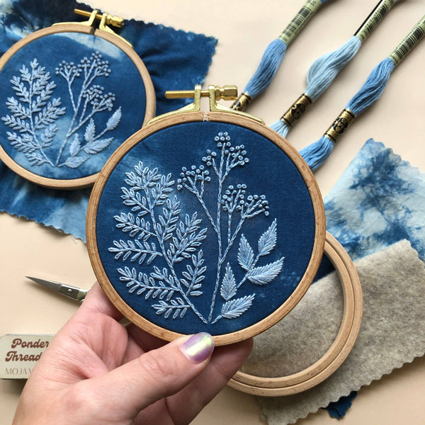 Cyanotype Botanical Embroidery Kit for Beginners