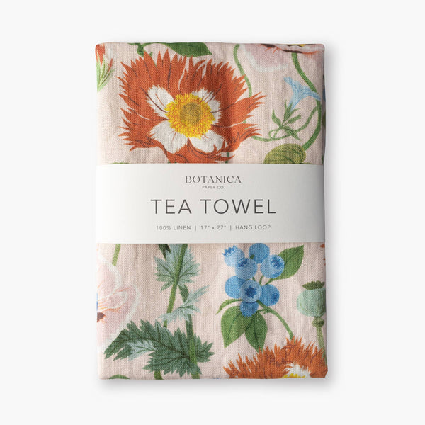 Botanical Poppies Tea Towel