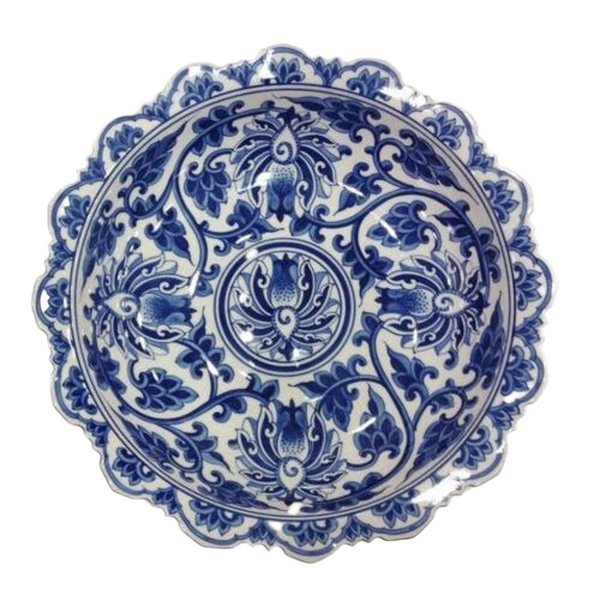 Blue & White Ruffle Porcelain Bowl