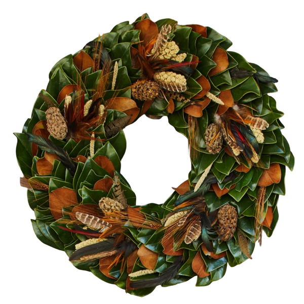 Turkey Pheasant Fresh Magnolia Wreath