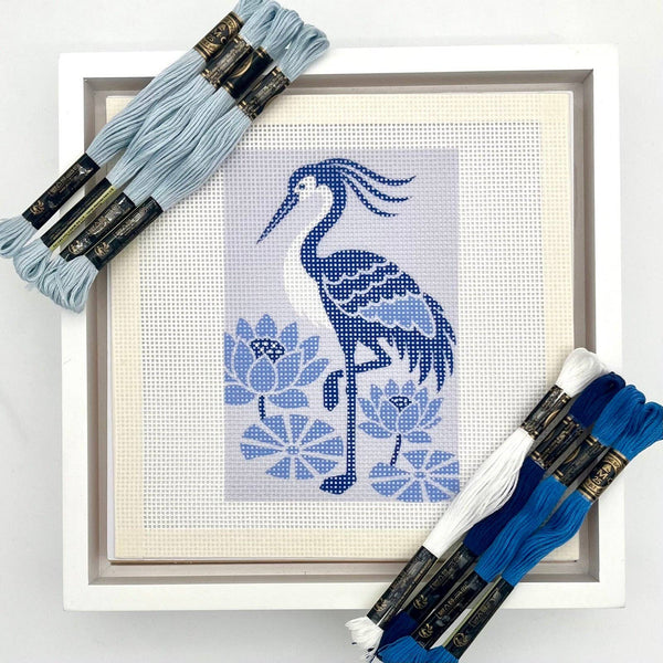 Chinoiserie Heron Needlepoint Kit