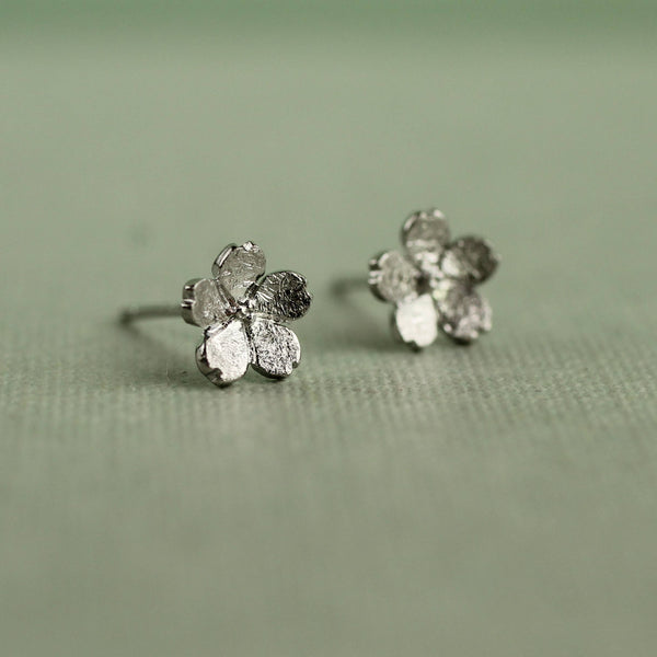 Forget Me Not Sterling Silver Stud Earrings : Linen Presentation Card