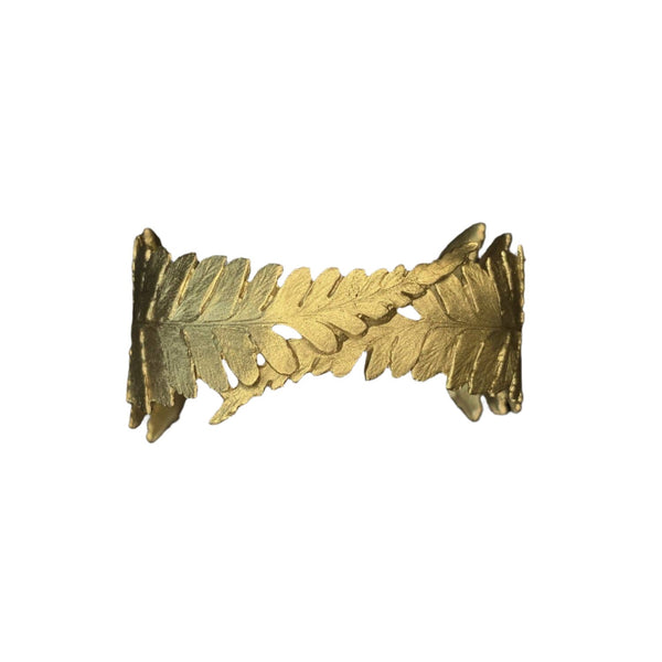 Cast Bronze Fern Cuff Bracelet with Layered Metals