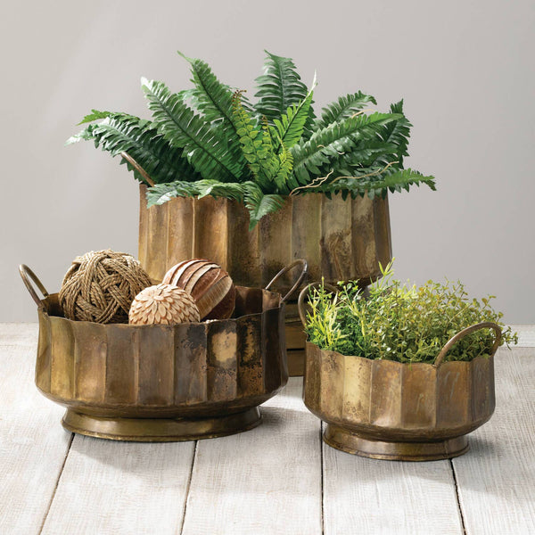 Fluted Bronze Planter