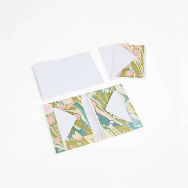 Marbled Greeting Card Set: Moss Bubble