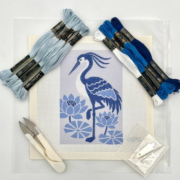 Chinoiserie Heron Needlepoint Kit