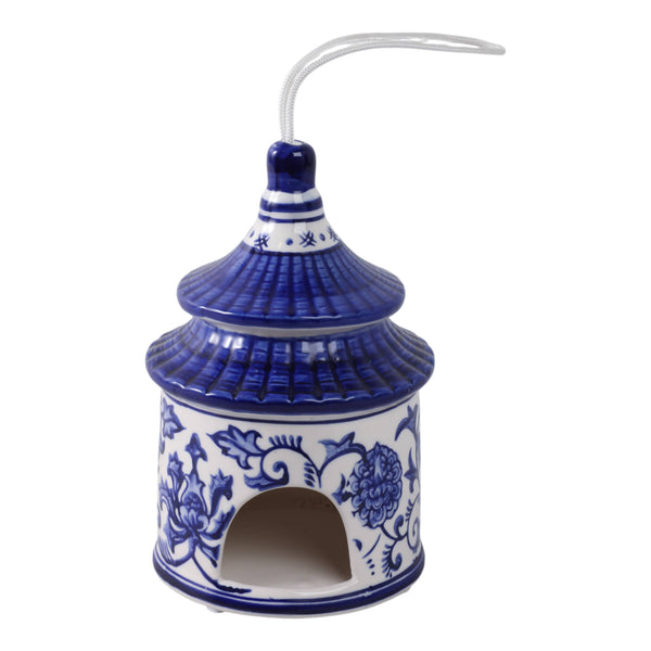 Blue and White Chinoiserie Ceramic Bird House