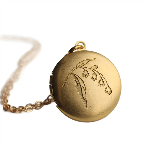 Etched Lily-Of-The-Valley Miniature Locket