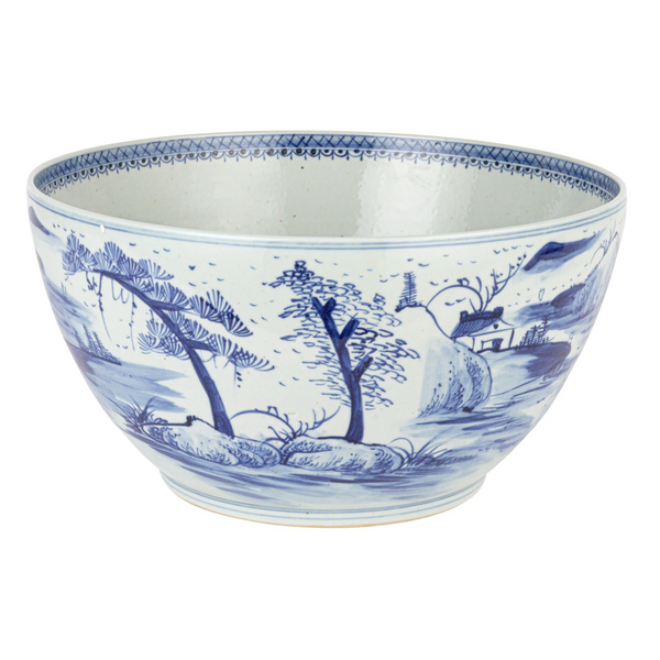 Blue & White Hand-Painted Planter 15.75"