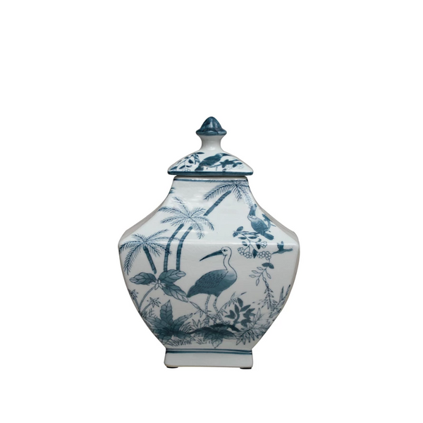 Blue Birds Square Ginger Jar