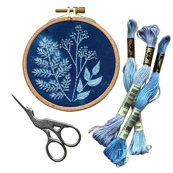 Cyanotype Botanical Embroidery Kit for Beginners