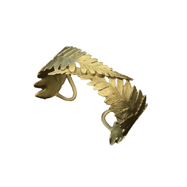 Cast Bronze Fern Cuff Bracelet with Layered Metals