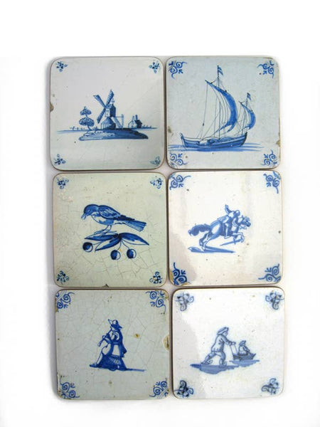 Coasters, Set of 6, Delft Blue Tiles Varia