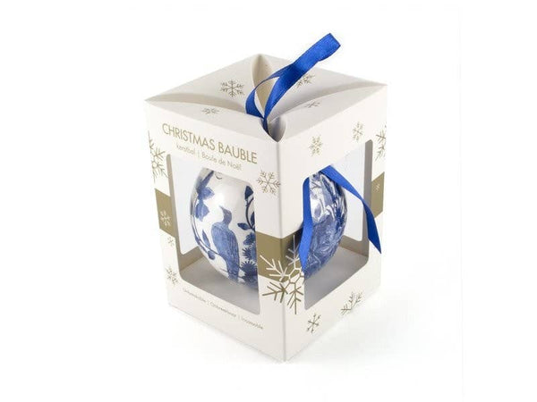 Delft Blue Birds Christmas Ball Ornament