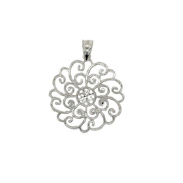 Sterling Silver Diamond Cut Gate Pendant