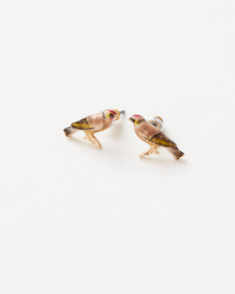 Enamel Goldfinch Stud Earrings - Hanging Box: Hanging Box - Retail Ready