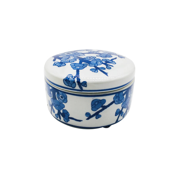 Blue & White Round Ceramic Box