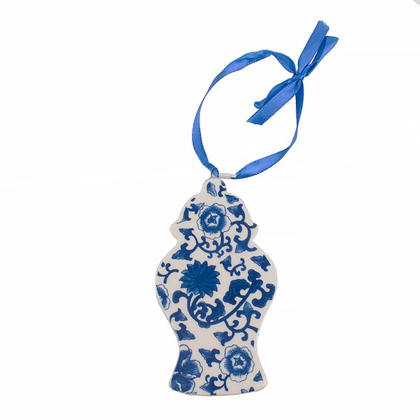 Chinoiserie Ceramic Blue Floral Ornament